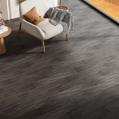 Set of 36 Grey Wood Grain Effect Self Adhesive Plank PVC Flooring Waterproof Covering 5m²