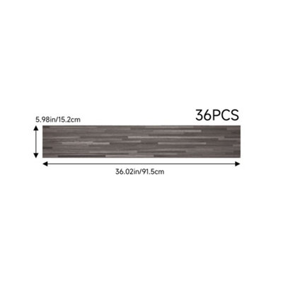 Set of 36 Grey Wood Grain Effect Self Adhesive Plank PVC Flooring Waterproof Covering 5m²