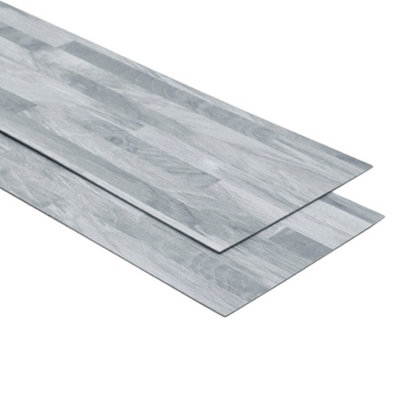 Set of 36 Light Grey Realistic Wood Effect Self Adhesive Vinyl Tiles Flooring Covering 5m²