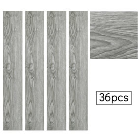 Set of 36 Realistic Peel and Stick Wood Grain Self Adhesive PVC Flooring Vinyl Plank Waterproof, 5m² Pack