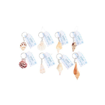 Set of 36 Resin Seashell Keyrings in Display - Coastal Beach Gift ...
