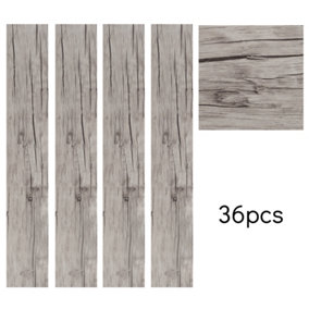 Set of 36 Rustic Lifelike Wood Grain Waterproof Self Adhesive PVC Flooring Floor Tile, 5m² Pack