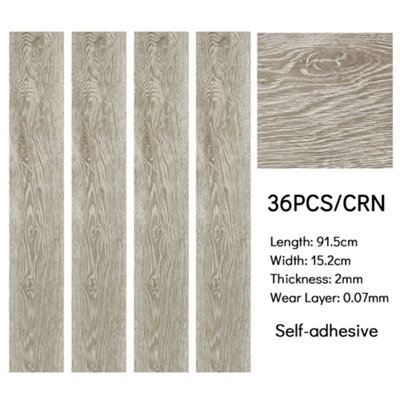 Set of 36 Rustic Wood Grain Planks Self Adhesive Vinyl Flooring Tiles Covering 5m²