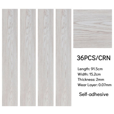 Set of 36 Rustic Wood Grain Self Adhesive Plank PVC Vinyl Flooring, 5m² Pack
