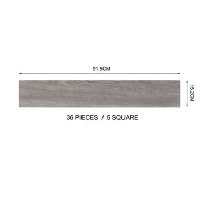 Set of 36 Self Adhesive Plank PVC Flooring Rustic Style Waterproof Wood Grain Flooring Covering 5m²