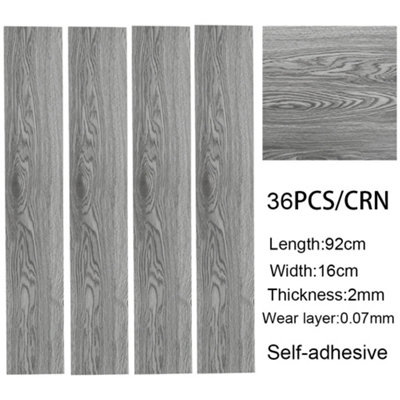 Set of 36 Self Adhesive Rustic Wood Grain Vinyl Floor Planks PVC Flooring Covering 5m²