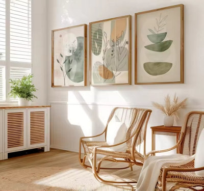 Set of 3unframed Botanical Wall Art Prints , 40x60cm Floral Boho Decor
