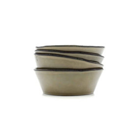 Set of 4 17.5cm Oslo Oatmeal Reactive Glaze Ceramic Bowls