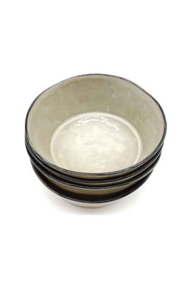 Set of 4 17.5cm Oslo Oatmeal Reactive Glaze Ceramic Bowls