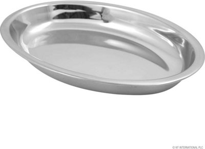 Set Of 4 17cm Stainless Steel Oval Curry Bowl Dinner Tray Serving Plate Dish Catering