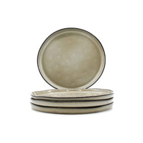 Set of 4 28cm Oslo Oatmeal Reactive Glaze Ceramic Dinner Plates