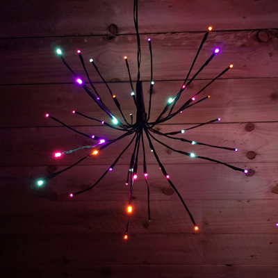 Set Of 4 45cm Premier Christmas Indoor Outdoor Sparkle Ball Twinkling LED Lights in Rainbow