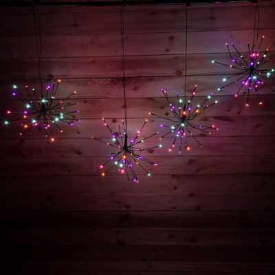 Set Of 4 45cm Premier Christmas Indoor Outdoor Sparkle Ball Twinkling LED Lights in Rainbow - 6
