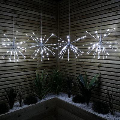 Set Of 4 45cm Premier Christmas Sparkle Ball Twinkling LED Lights in Cool White