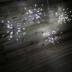 Set Of 4 45cm Premier Christmas Sparkle Ball Twinkling LED Lights in Cool White