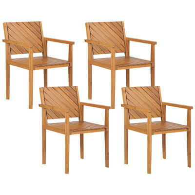 Set of 4 Acacia Wood Dining Chairs Light BARATTI | DIY at B&Q