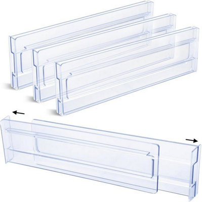 Set of 4 Adjustable Plastic Drawer Dividers (5-9" - 8-12") - Clear ...