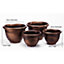 Set of 4 Antique Bronze Style Planters - Weather & UV Resistant Lightweight Durable Home or Garden Plant Pots - 2 Large & 2 Small