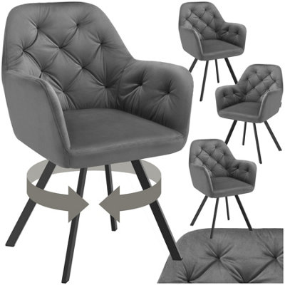 Set of 4 Armchair Lucia - padded, quilted pattern, 180 degree swivel ...