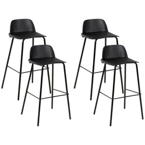 Set of 4 Bar Chairs Black MORA