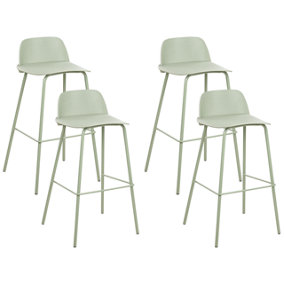 Set of 4 Bar Chairs Green MORA