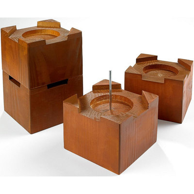 Set of 4 Bed Risers - Sturdy Wooden Height Boosting Stackable Square ...