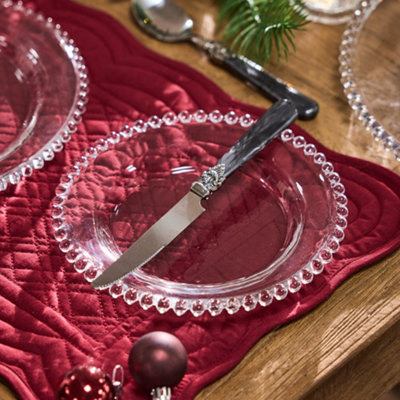 Dibor Set Of 4 Embossed Clear Glass Plates Alfresco Dining