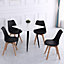 Set of 4 Black Dining Chairs with Wooden Legs