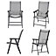 Set of 4 Black Metallic Frame and Fabric Foldable Outdoor Chairs