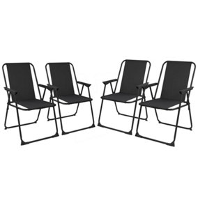 Set Of 4 Black Outdoor Garden Camping Beach Folding Chair