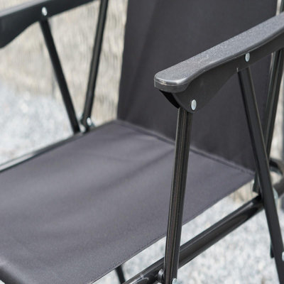 Set Of 4 Black Outdoor Garden Camping Beach Folding Chair - 4