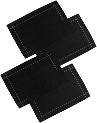 Set Of 4 Black Polyester Placemats Dining Table Mats Wedding Hotel