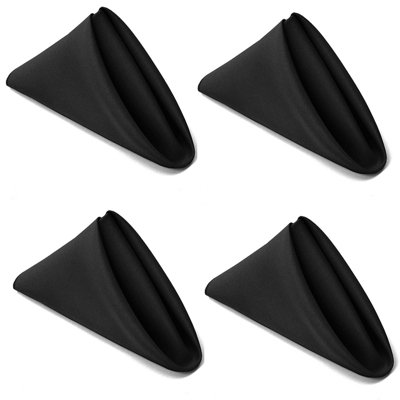 Set Of 4 Black Polyester Square Napkins Table Cloth Wedding Hotel Linen