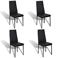 Set of 4 Black PU Leather Dining Chair Set Accent Chair with Metal Legs