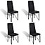 Set of 4 Black PU Leather Dining Chair Set Accent Chair with Metal Legs
