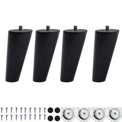 Set of 4 Black Round Sloping Wooden Furniture Legs Table Legs H 10 cm Price Comparisons | Compare The Build