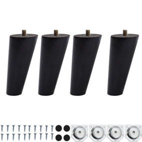 Set of 4 Black Round Sloping Wooden Furniture Legs Table Legs H 10 cm