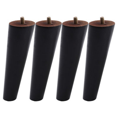 Set of 4 Black Round Sloping Wooden Furniture Legs Table Legs H 15 cm Price Comparisons | Compare The Build