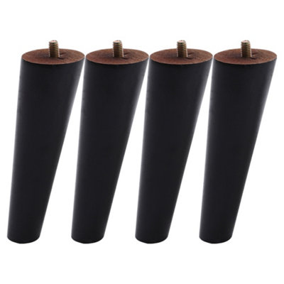 Set of 4 Black Round Sloping Wooden Furniture Legs Table Legs H 15 cm