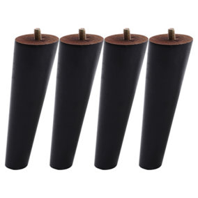 Set of 4 Black Round Sloping Wooden Furniture Legs Table Legs H 15 cm