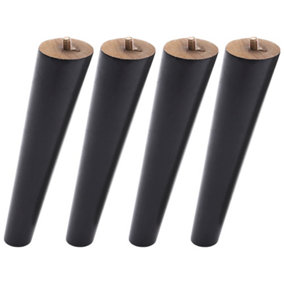 Set of 4 Black Round Sloping Wooden Furniture Legs Table Legs H 20 cm