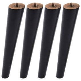 Set of 4 Black Round Sloping Wooden Furniture Legs Table Legs H 25 cm