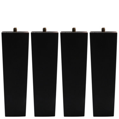 Set of 4 Black Square Flat Angled Wooden Furniture Legs Table Legs for DIY Footstool Cabinet Sofa H 16cm