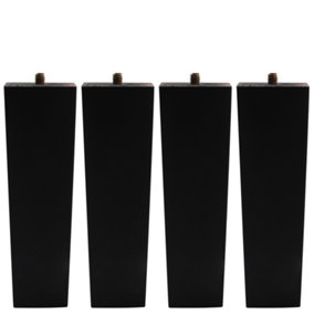 Set of 4 Black Square Flat Angled Wooden Furniture Legs Table Legs for DIY Footstool Cabinet Sofa H 16cm