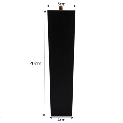 Set of 4 Black Square Wooden Furniture Legs Table Legs H 20cm