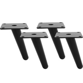 Set of 4 Black Tapered Industrial Metal Coffee Table Legs Furniture Leg Cabinet Feet H 15 cm