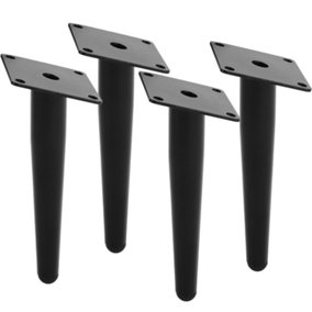 Set of 4 Black Tapered Industrial Metal Coffee Table Legs Furniture Leg Cabinet Feet H 20 cm
