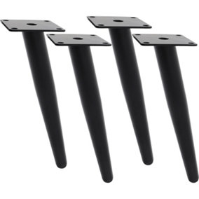 Set of 4 Black Tapered Industrial Metal Coffee Table Legs Furniture Leg Cabinet Feet H 25 cm
