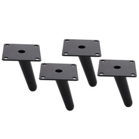 Set of 4 Black Tapered Metal Industrial Coffee Table Legs Furniture Leg Cabinet Feet H 10 cm