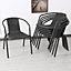Set of 4 Black Vintage Style Stacking Rattan Patio Garden Chairs Outdoor Armchairs with Metal Frame